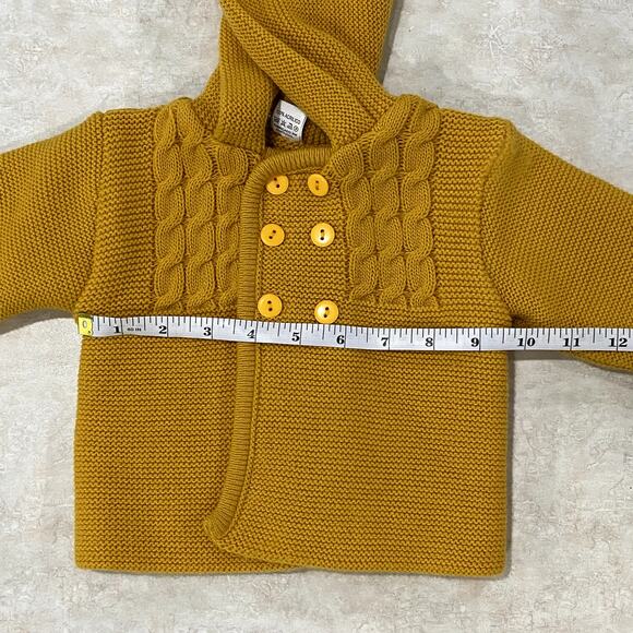 2 Knit Baby Hooded Jackets in colors yellow and red Size 12M - Picture 9 of 12